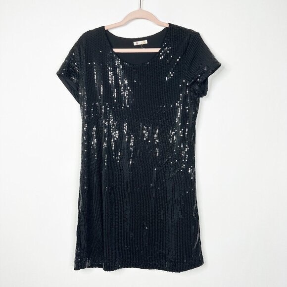 2/$24 tulle Sequin Mini Slip Dress Little Black Dress XL #A0228 TRB2 - Picture 3 of 8